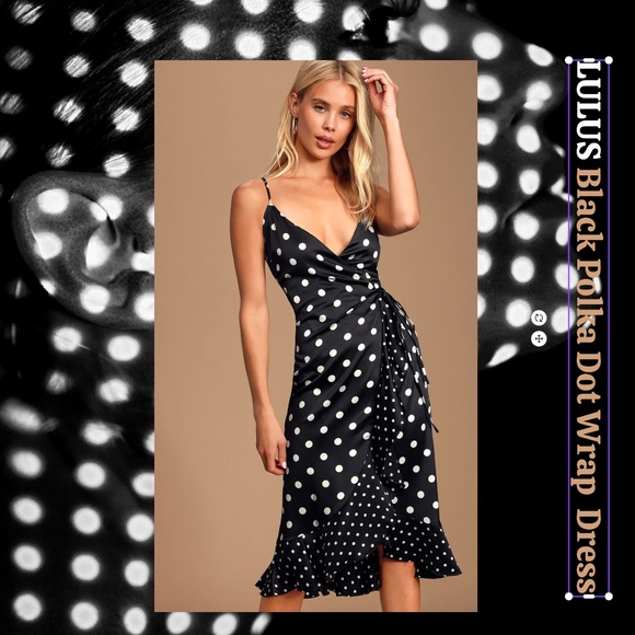 Lulus Dresses & Skirts - LULUS Polka Dot Satin Wrap Dress NWT
